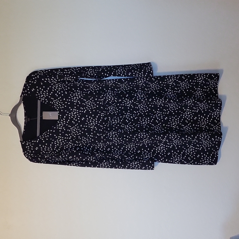 J.Jill Wearever Collection Black Ivory Dress Long Sleeves V-Neck Size Small